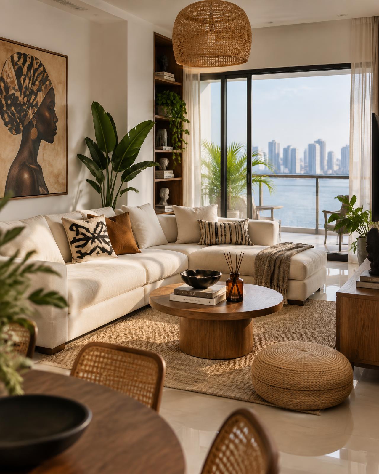 Bright, freshly cleaned Lagos apartment living room